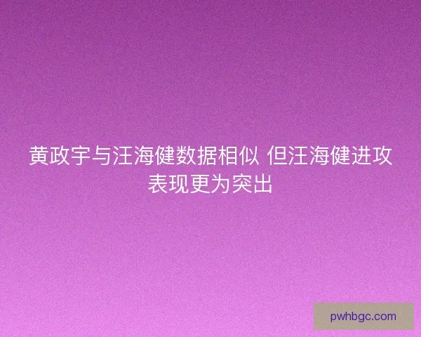 黄政宇与汪海健数据相似 但汪海健进攻表现更为突出 黄政宇与汪海健数据相似 但汪海健进攻表现更为突出