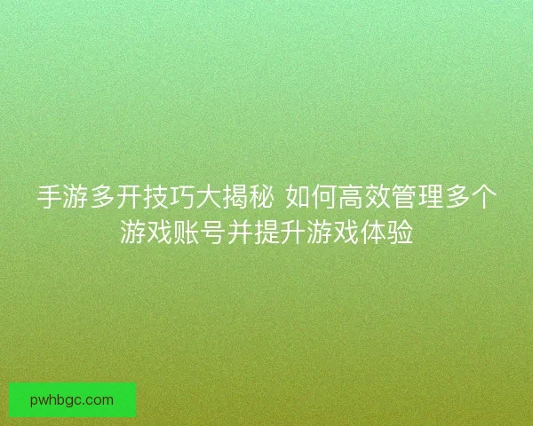 手游多开技巧大揭秘 如何高效管理多个游戏账号并提升游戏体验 手游多开技巧大揭秘 如何高效管理多个游戏账号并提升游戏体验