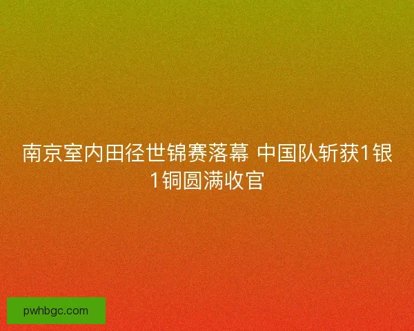 南京室内田径世锦赛落幕 中国队斩获1银1铜圆满收官
