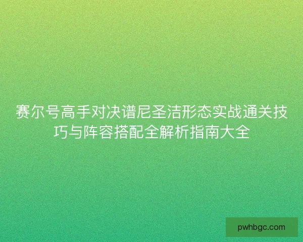 赛尔号高手对决谱尼圣洁形态实战通关技巧与阵容搭配全解析指南大全