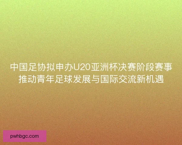 中国足协拟申办U20亚洲杯决赛阶段赛事推动青年足球发展与国际交流新机遇 中国足协拟申办U20亚洲杯决赛阶段赛事推动青年足球发展与国际交流新机遇